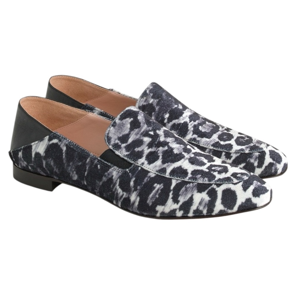 J CREW Velvet Leopard Convertible Smoking Slippers Loafers J7650 8